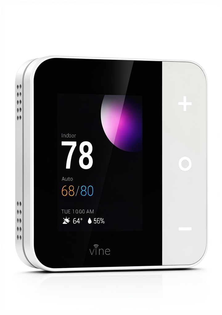 Installing Vine Wi‑Fi Thermostat Programmable Touch Control White on a wooden desk