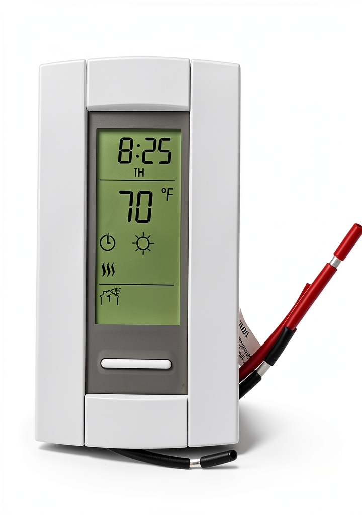 Installing Honeywell Programmable Wi‑Fi Thermostat Floor Heating White on a wooden desk