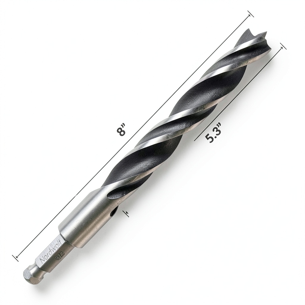 Installing NordWolf Brad Point Drill Bit High Carbon Steel Spiral Flute on a wooden workbench