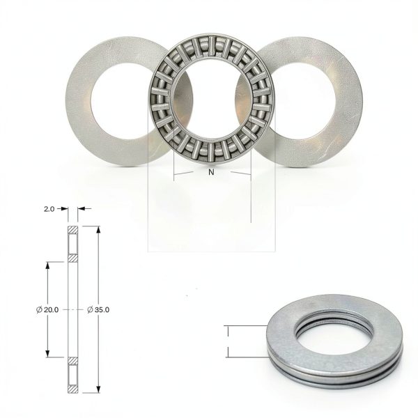 AXK2035 Thrust Needle Roller Bearing by Bearing Accessories 20x35x2mm-1