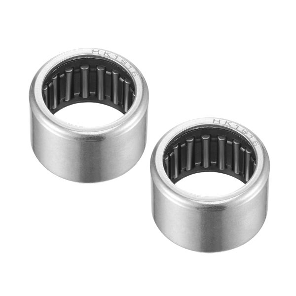 2pcs HK1816 Needle Roller Bearings - [18mm Bore Dia x 24mm OD x 16mm Width] with Steel Cage for Agricultural Equipment Use, Open End-0